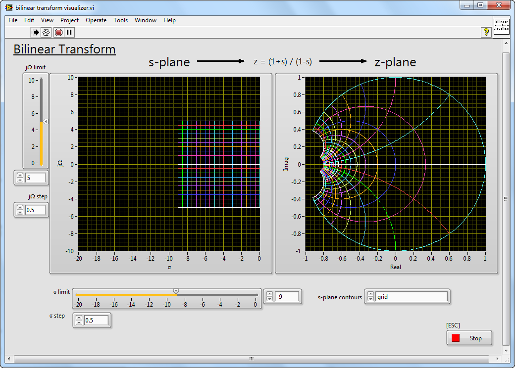 bilinear transform visualizer -- front panel.png